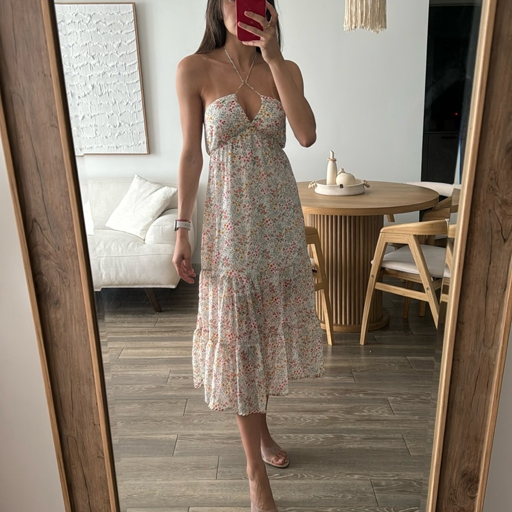 Floral pattern summer midi dress